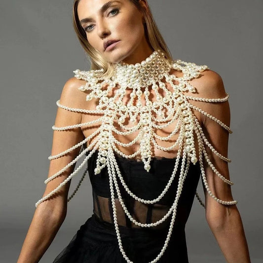 Body Chain de Pérolas Deusa "Ártemis" Para Noivas em Noite de Núpcia e Debutantes